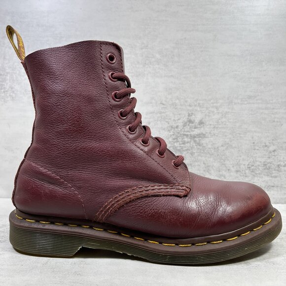 Dr Martens 1460 Pascal Virginia Leather Boots - Women's Size 7 - Burgundy - Picture 2 of 10